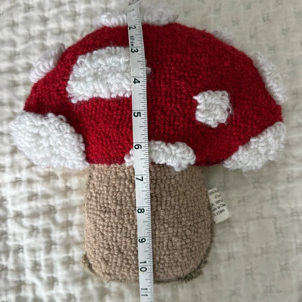 Pair of Mushroom Hooked Wool‎ Accent Pillows.
